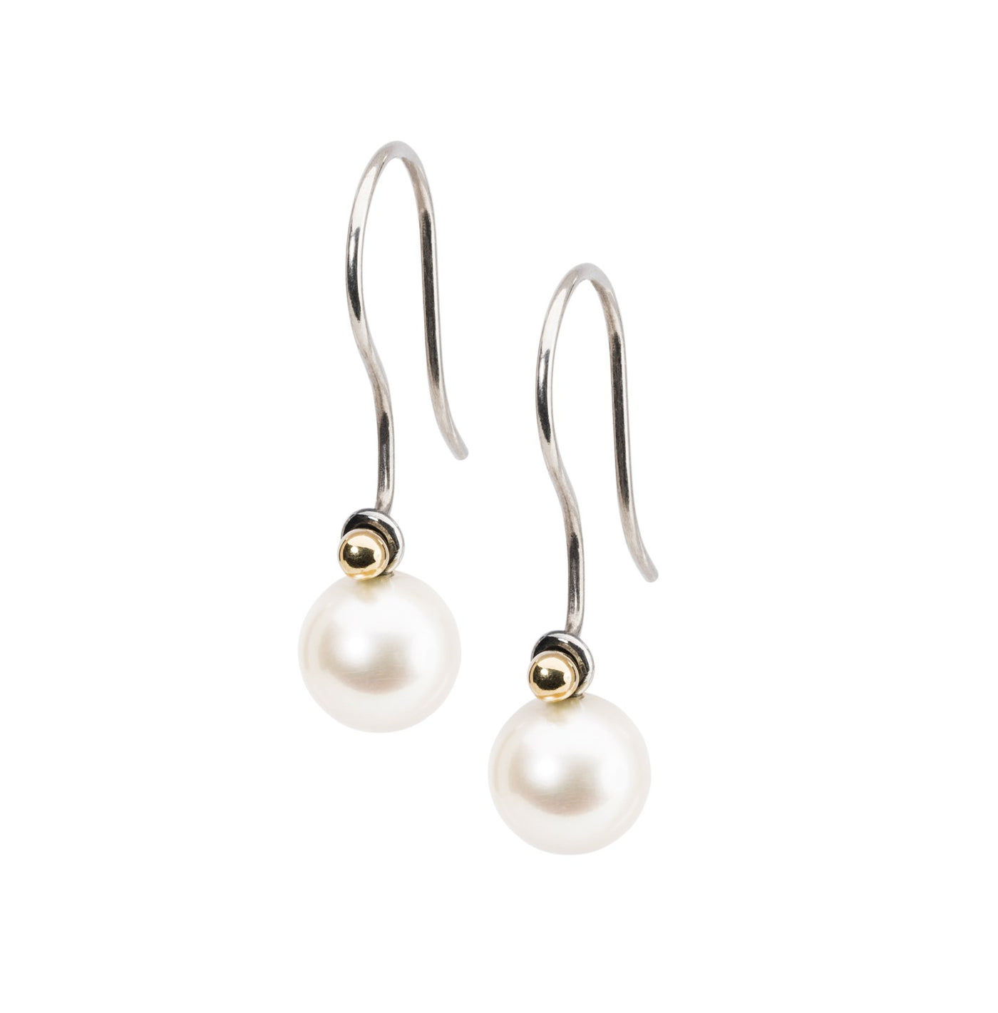 White Pearl Round Drops with Silver and Gold Hooks