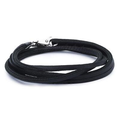 Leather Bracelet Black with Sterling Silver Plain Lock